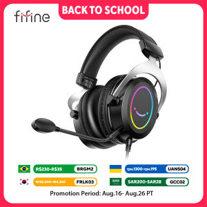 Fifine | FIFINE Gaming Headpset with Dynamic RGB/MIC/In-line controlUltra-Soft Memory Foam Ear Padsfor PC PS4 PS5 Xbox Laptops -H3