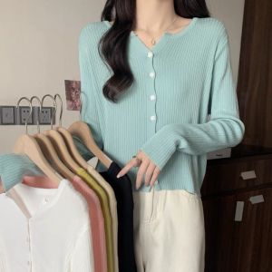 Áo cardigan khoác len nữ kiểu tay dài cổ V dệt kim len đũa xinh xắn phong Ccách Ulzzang Hàn Quốc trẻ trung