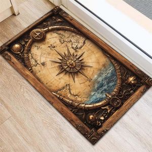 VIKAMA Vintage World Map Rug Machine-Washable Floor Mat Large Decorative Rug for Living Room Bedroom or Study