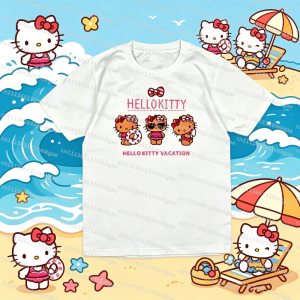 52TOYS | 2026 Summer Comic Form Hello Kitty T shirt Image Cotton Printed Casual T-shirt Adult Children Parent-child Tops Casual Wear