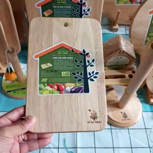 Thớt Gỗ Hình Chữ Nhật Gỗ Cao Su Tự Nhiên Cao Cấp Nguyên Trung - Dụng Cụ Tiện Lợi Cho Nhà Bếp