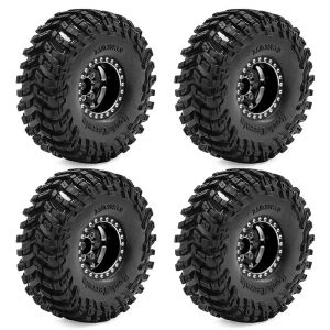 1.0 Aluminium RC Cralwer Beadlock Wheel and Tires for 1/18 Traxxas TRX4M SCX24 Ascent-18 1/24 Axial AX24 FCX24 Upgrade Parts