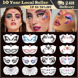 8pcs Reusable Face Paint Templates Multiple Pattern Hollowed Body Art Paint Stencils Easy Use Decorative DIY Makeup Tools Adults