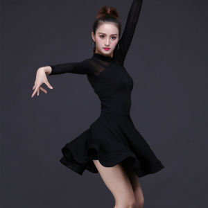 Trang Phục Khiêu Vũ Latin Cho Phụ Nữ Trưởng Thành Váy Khiêu Vũ Biểu Diễn Váy Dài Tay Thanh Lịch