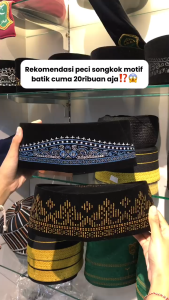 Peci Songkok Kopiah Hitam Motif Batik Sablon Timbul Warna Exclusive Murah Berkualitas Nabawi Jakarta
