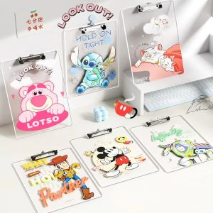 A4 Thickened File Folder Clipboard Stitch Mickey Acrylic Student Writing Pad Board Clip Office Stationery School Supplies