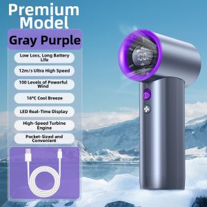 High-Speed Powerful Handheld Mini Fan Leafless Cooling Air Conditioner Semiconductor Cold Wind Turbine Portable Rechargeable Fan