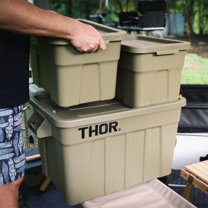 Thor Large Capacity Plastic Storage Box Clothes Organizer for Home Car Underbed Garage Cover Included Moving Handle Included