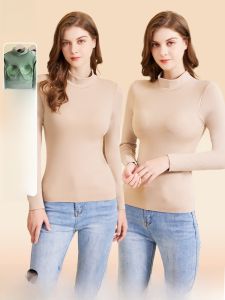 MiiOW | Womens Long Sleeve Fleece Lined Thermal Shirt Small Stand Collar Autumn Winter Warm Base Layer Top Casual Style Solid Color