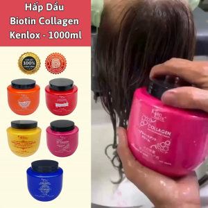 Hấp Dầu Biotin Collagen Kenlox 1000ml  giúp tóc phục hồi bóng mượt mẫu mới nhất 5 màu  Chính Hãng.