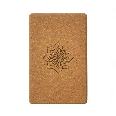 chuanglian | 750g Cork Yoga Block High Density Lotus Print Portable Fitness Brick