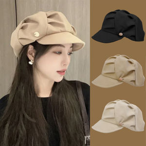 Womens Berets Hat Cloud Shape Pleated Soft Octagonal Hats Y2K Temperament Newsboy Cap Autumn Winter Outdoor Casual Painter Caps