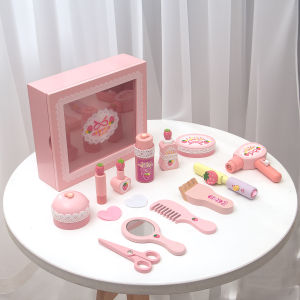 Educational Wooden Dollhouse Makeup Box Pink Girl Toy