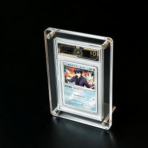 Takara Tomy | 1-Slot Acrylic Rating Trading Card Stand 35PT Thick Ultimate Display for Graded PokemonYu-Gi-Oh Crystal Clear Showcase Gift