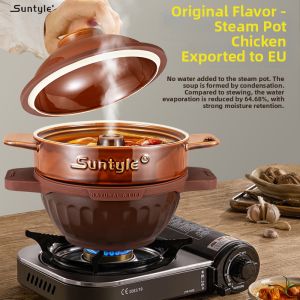 Ceramic Steamer Pot Home Use Soup Pot Chicken Steam Pot