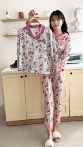 [Bunnysky] QUẦN ÁO BỘ NỮ MẶC NHÀ CHẤT LIỆU LỤA HÀN MỀM MÁT KIỂU DÁNG PIZAMA CỘC TAY QUẦN DÀI