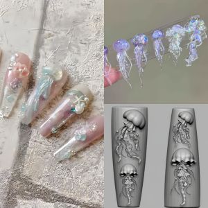 1pc4*.4CMTransparent Silicone Nail Art Mold Jellyfish Summer Nail Art 3D Decoration DIY Creative Filling Manicure Mold