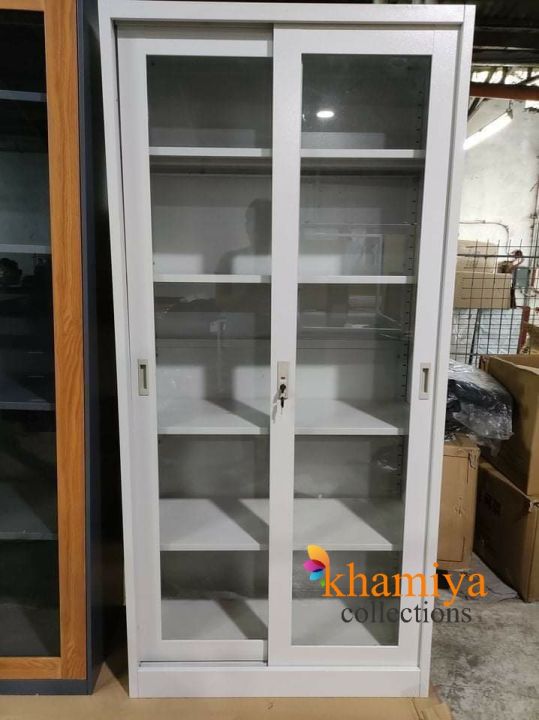 LF01 Full Glass Sliding Door Adjustable Shelves Storage, High