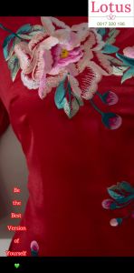 Lotus] Áo Dài Thêu Hoa Đẹp vải Lụa Tây Thi mát mềm mịn/ Áo Dài May Sẵn thiết kế thanh lịch xinh sang chất lượng tốt freeship giao hàng nhanh