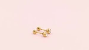 LUXUSTEEL Crystal Earrings For Women Men Gold Color Stainless Steel Round CZ Stud Earring Anti-allergy Screw Back Aretes