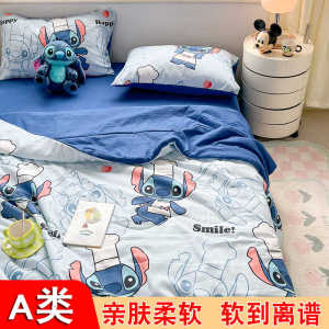 Summer Pure Cotton Disney Washed Cotton Summer Quilt Four-Piece Set Kids All Cotton Air-Conditioning Duvet Machine Washable Thin Quilt