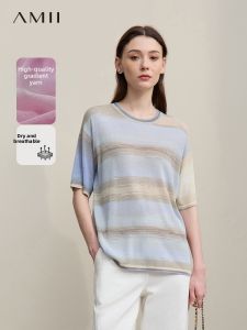 AMII | Contrast Color Drop Shoulder Knit Top