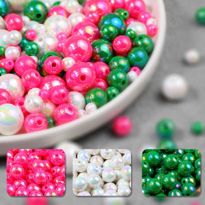 ลูกปัดหลากสีแบบผสมสำหรับคริสต์มาสและฮาโลวีน ขนาด 6 8 10 12 14 16 มม. สำหรับทำเครื่องประดับ งานฝีมือทำมือ อุปกรณ์ทำสร้อยข้อมือ สร้อยคอ