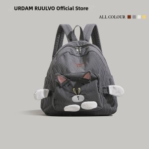 URCDN RDALVO | Cute Cat Pattern Corduroy Backpack