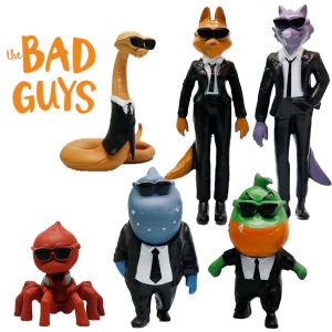 Bandai | 6pcs New Movie The Bad Guys action figure Toys Kawaii Wolf Piranha Snake Shark Tarantula Anime Doll PVC Animal Toy birthday Gift
