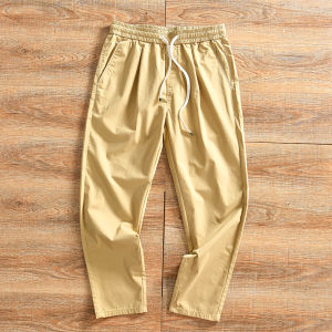 DuPont Technology Fabric Mens Summer Thin Elastic Waist Casual Pants Breathable Versatile Long Trousers Trendy Cotton Polyester Blend