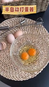 Stainless steel semi-automatic egg beater egg mixer manual press rotary egg beater kitchen baking gadgets
