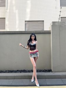 Low Waist Denim Mini Skirt Retro American Y2K Slimming A-Line Wrap Body Spring Summer New Style Elastic Cool Feeling Womens Jeans Skirt