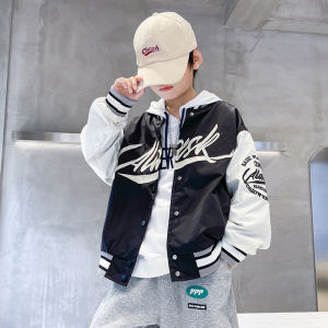 Fashionable Sports Style Boys Jacket Autumn Spring Cotton Polyester Blend Coat Childrens Baseball Uniform Top for Middle Large Kids