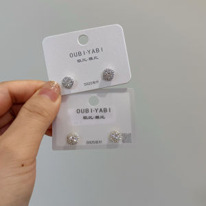 Obia S925 Silver Needle Micro-Set Zircon Square Fashionable Womens Earrings Korean Style Alloy Plated Silver Gold Jewelry
