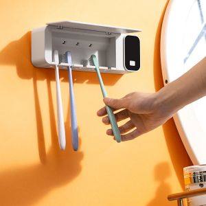 UV Toothbrush Sterilizer Rechargeable Fast Drying Wall-mounted Tooth Brush Holder With LED Display For Bathroom