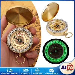 Mini Portable Copper Navigation Compass Outdoor Waterproof Luminous Retro Flip Compasses Camping Hiking Pointing Guide Tool