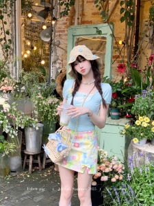 Oil Painting Ambiance A-Line Flower Printed Mini Skirt