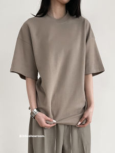 Loose Casual Short Sleeve round Neck Solid Color Mens T-shirt Inner Wear Base Shirt Inbeshowroom Earth Tone Comfortable Top