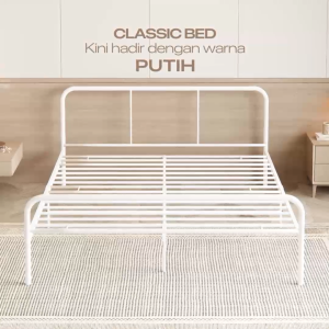 Homedoki CLASSICBED WHITE Series / Dipan Tempat Tidur Kai Ranjang Besi /Puith Divan Kasur