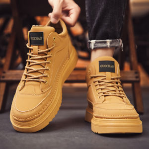 Mens High-Top Retro Martin Boots Autumn Winter Thick Bottom Sports Outdoor Climbing Shoes Leather Upper Comfortable Antibacterial