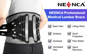 NEENCA Back Support Brace Adjustable Lumbar Support for Pain Relief of Back/Lumbar/Waist Waist Wrap with Spring Stabilizers for Injury Herniated DiscSciatica Scoliosis and more - FSA/HSA APPROVED