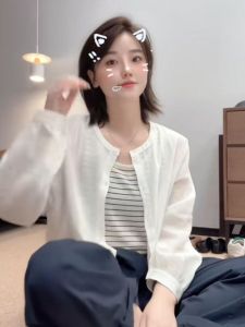 เสื้อเชิ้ตคอโปโลแขนยาวทรงหลวมบางฤดูร้อนสำหรับผู้หญิง เสื้อเชิ้ตผู้หญิงสไตล์เกาหลี ทรงหลวม ทรงปกติ สีสันสดใส