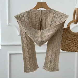 IELGY Autumn Temperament All-match Knitted Hooded Shawl Women