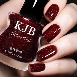 Wine Red Nail Polish Quick Dry Long Lasting No Bake Non Peel Glitter Fast Drying Nail Art for Women Nail Care Beauty Tools
