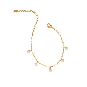 Pearl Taseel Chain Bracelet • 18K Gold Plated Waterproof Non-Fade • 316L Stainless Titanium Steel Fashion Bangle For Women Girl Gift BR448