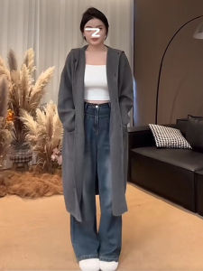 Idle Style Mid-Length Sweater Coat Womens Autumn and Winter plus Size Slightly Oversized Girls Figure Flattering Knit Cardigan All-Matching Casual Trench Coat