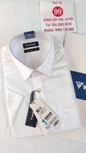 [Việt Tiến Sale] Sơ Mi Trắng Ngắn Tay Cao Cấp - Regular Fit - Vạt Vuông - Size 41