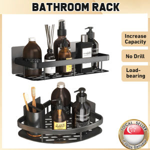 🇸🇬【SG stock】NO Punching Bathroom Shelf Toilet Rack Bathroom Rack Bathroom Storage Corner Shelve Kitchen Wall Organizer Accessories Bathroom Shelving Space saving