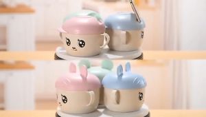 Wheat Straw Childrens Tableware Kids Anti Scald Amphora Bowl 小麦秸秆 儿童餐具 双耳防烫带盖餐具碗 卡通可爱饭碗带盖双耳手柄碗 防摔碗小孩碗