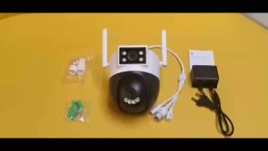 V380 Dual Lens Camera Outdoor CCTV PTZ IP66 Jarak Jauh Kamera Night Vision 360° Full Color